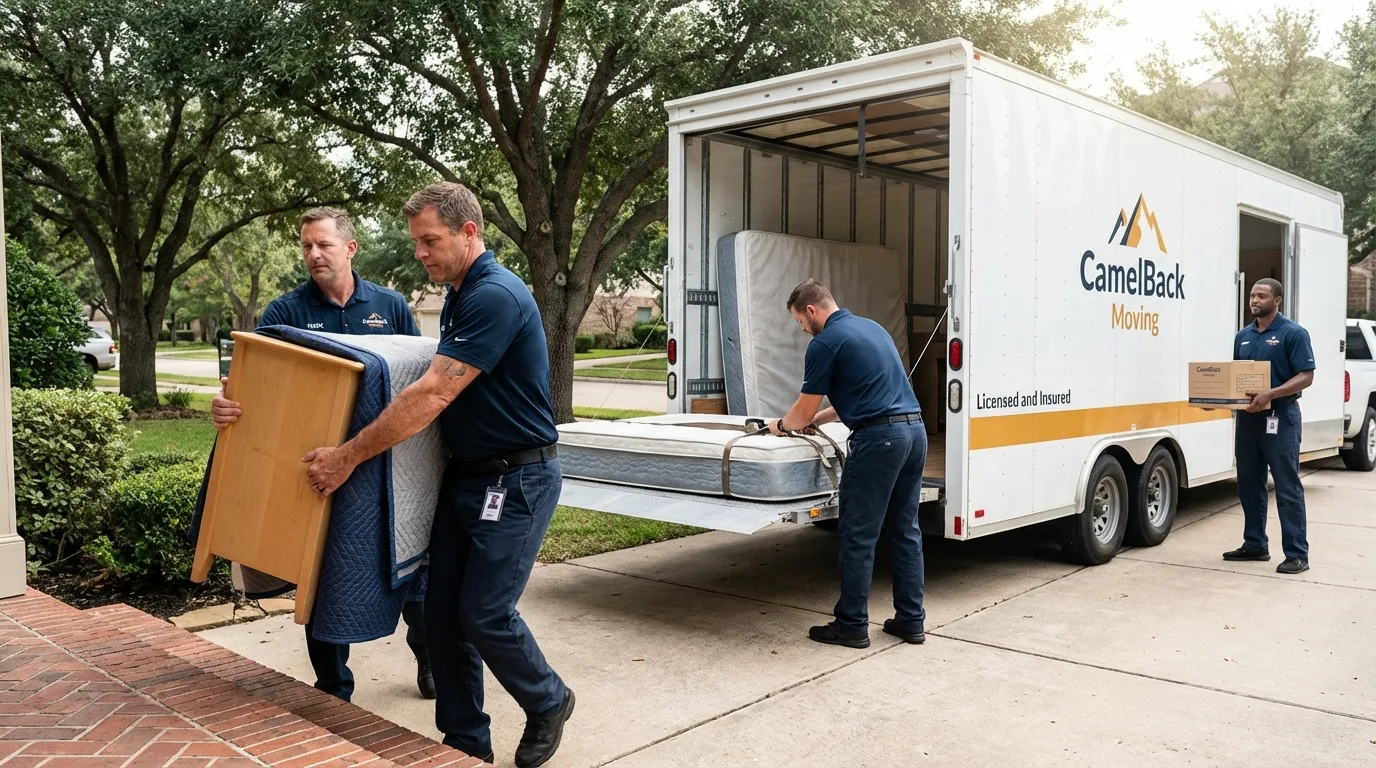 Crew loading residential truck for cross-state move from Chadbourn, NC